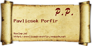 Pavlicsek Porfir névjegykártya